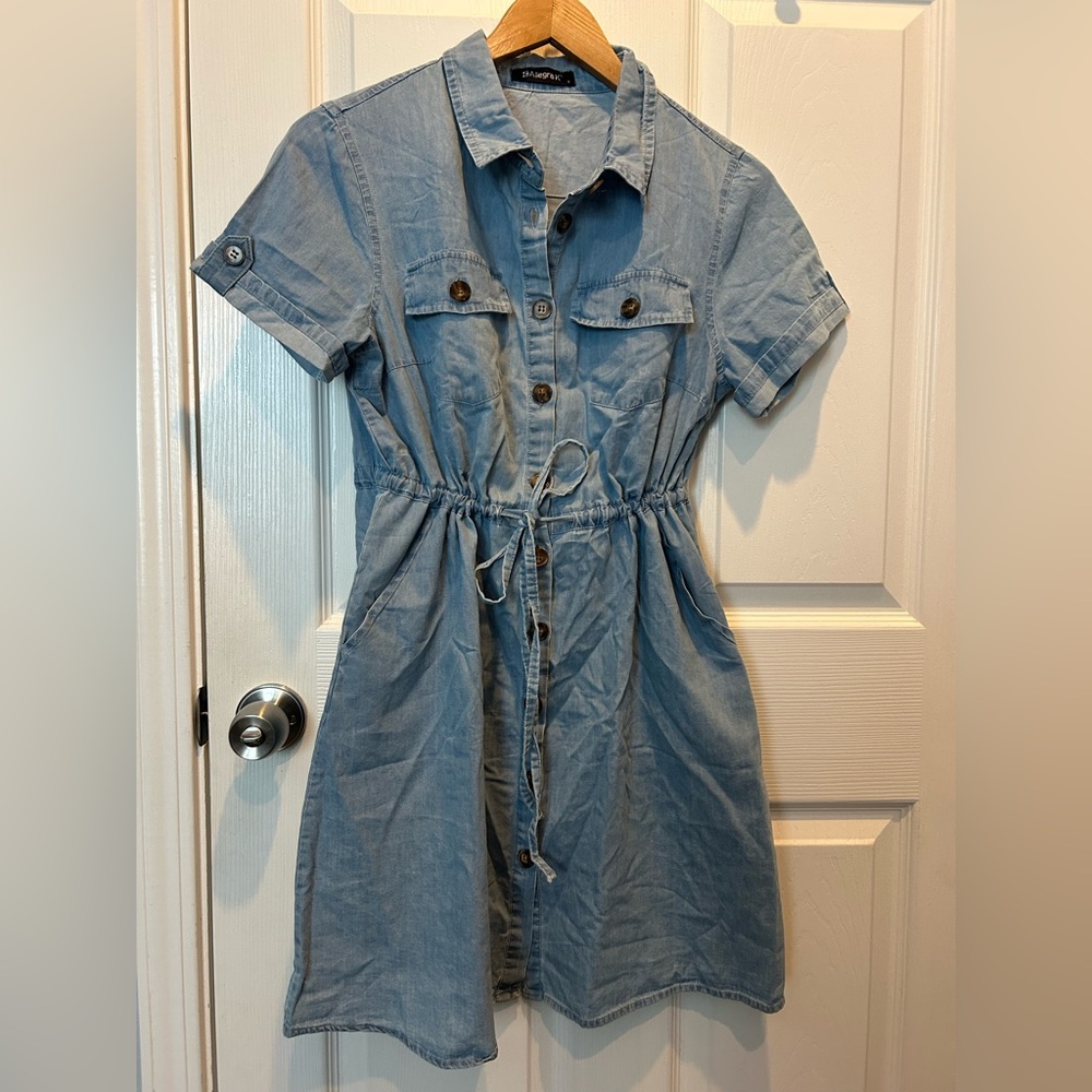 Allegra K Light Blue Denim Midi Dress